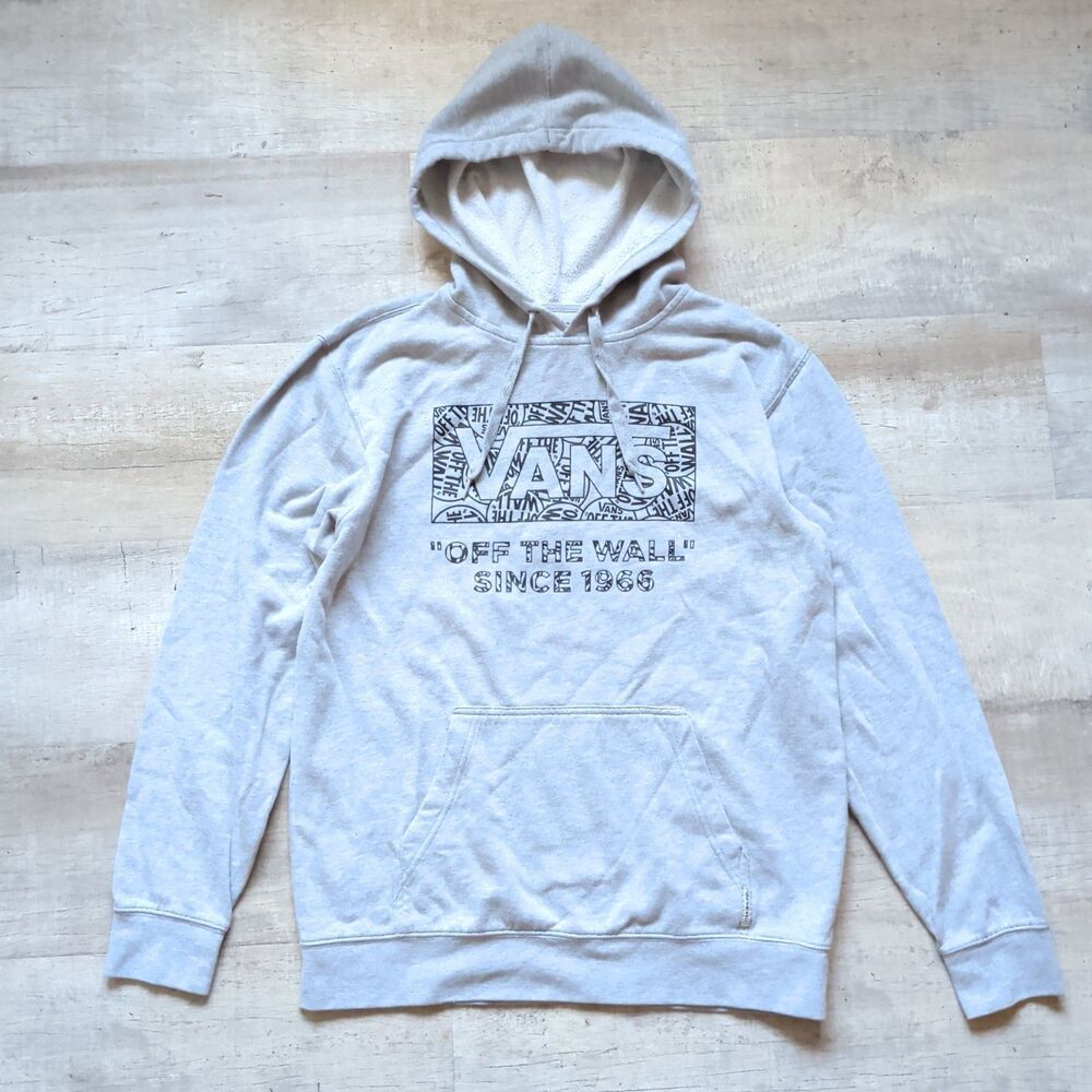 Vans Mens OFF THE WALL Spellout Pullover Hoodie Sweatshirt Gray Medium M